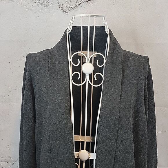 Christopher and Banks Grey Open-Front Sweater extra long Women's Size L - Picture 2 of 11